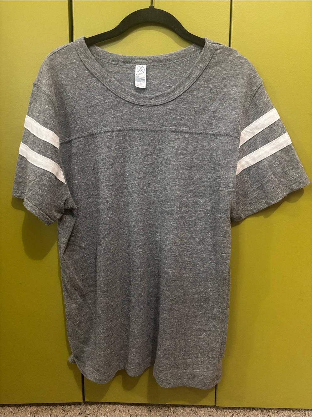 Alternative Gray Short Sleeve Tee with White Sleeve Stripes